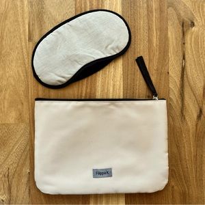 Brand new Filippa K Sweden makeup bag sleep mask set in pale pink